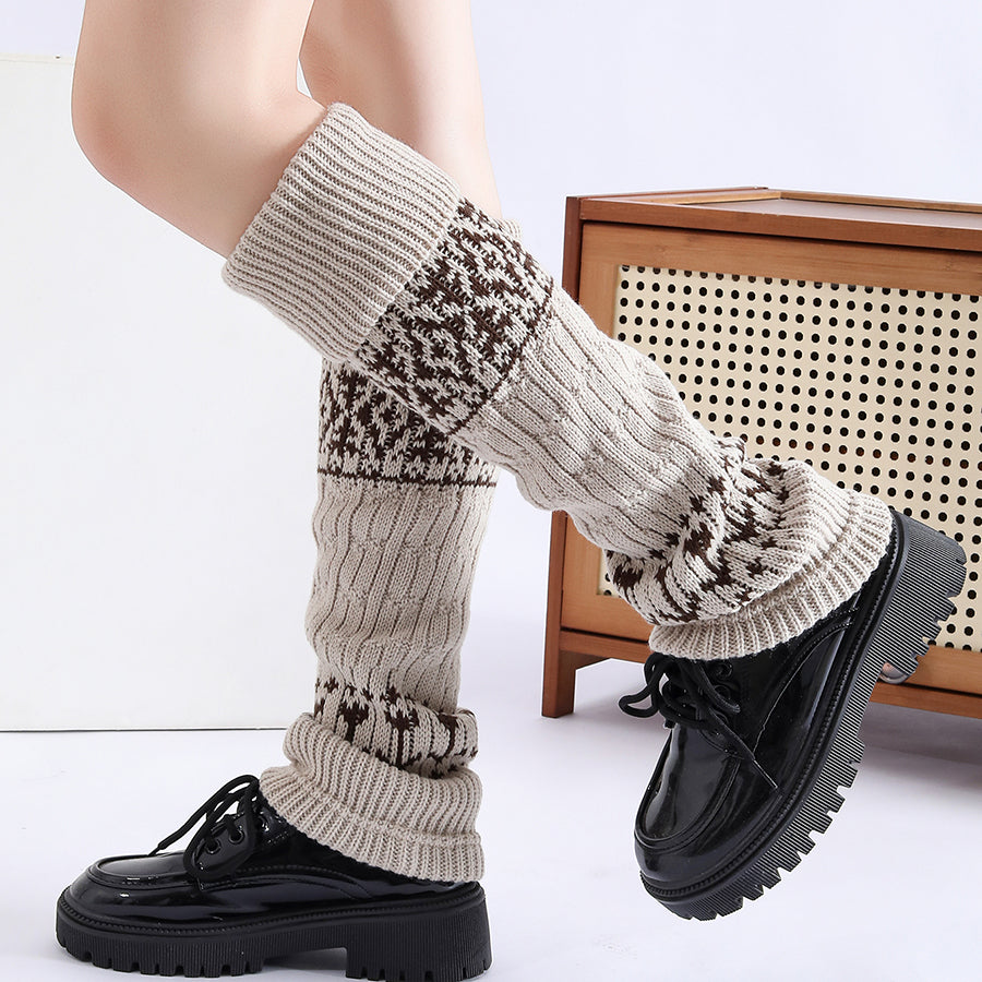 Fair Isle winter boot socks pair detail