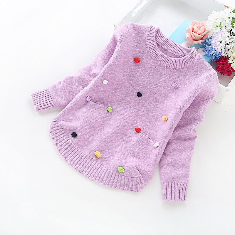 Girls' Pom Pom Knit Sweater – view 3