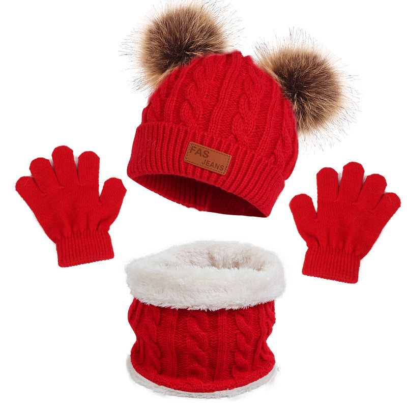Bright red kids' winter hat set
