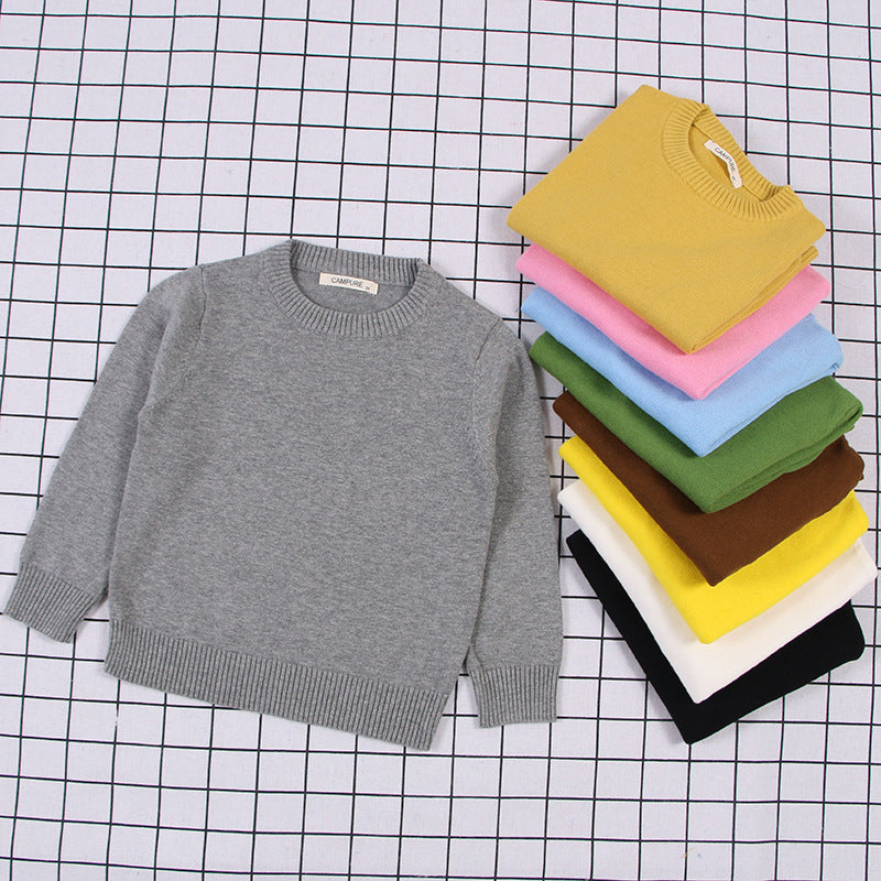 Kids' Solid Knit Crewneck Sweater