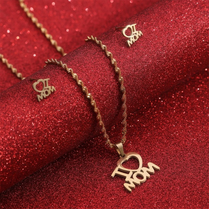 Gold-tone heart pendant necklace and earrings