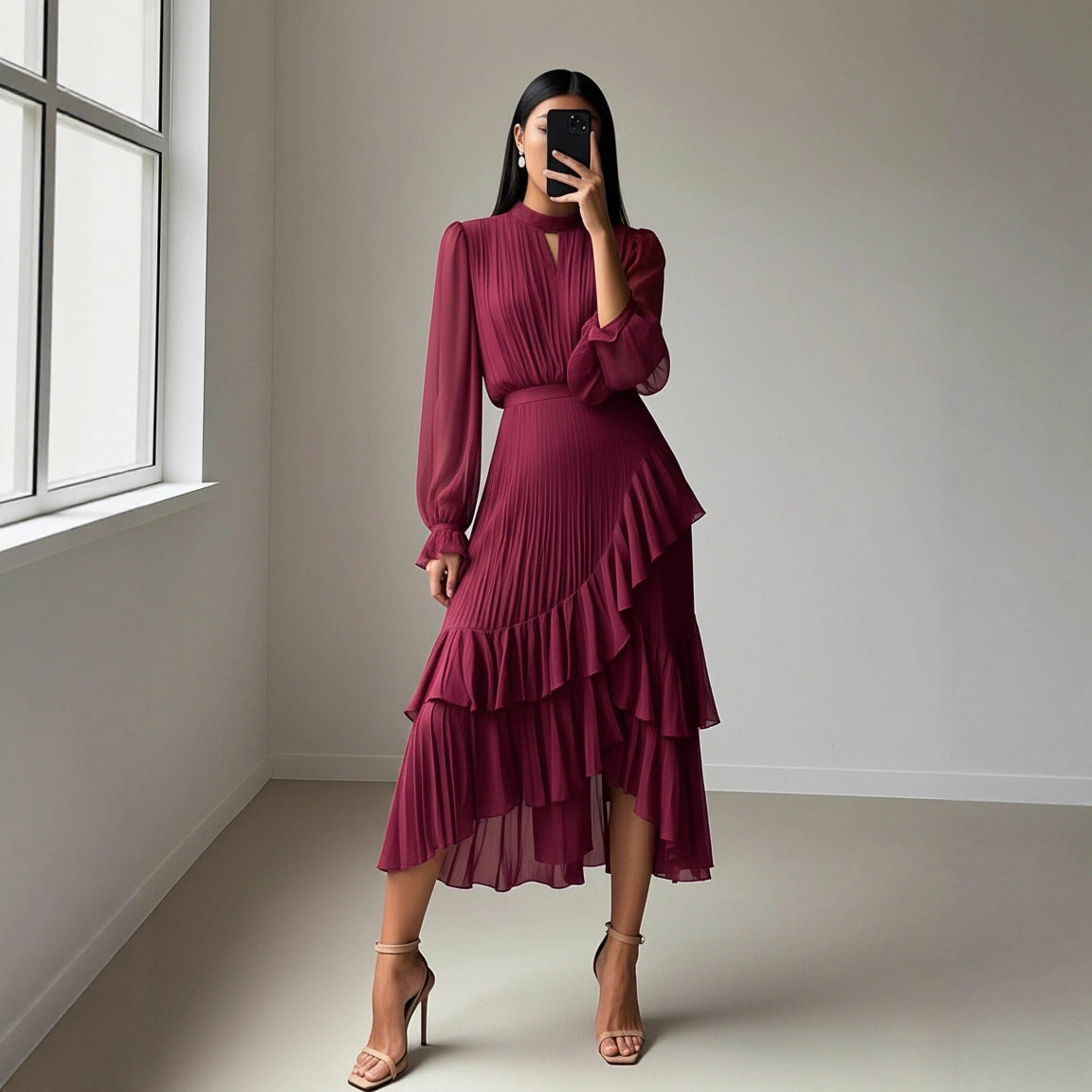 Pleated Midi Dress view 3