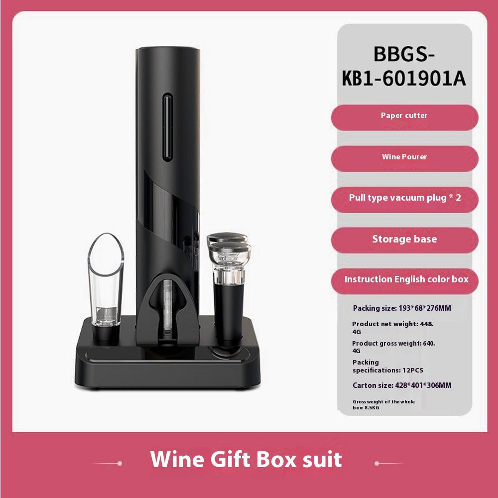 Electric wine opener set shown in its gift box