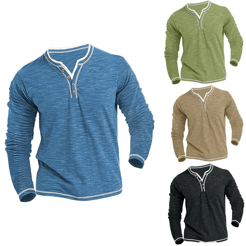 Men's Slub-Knit Long Sleeve Henley