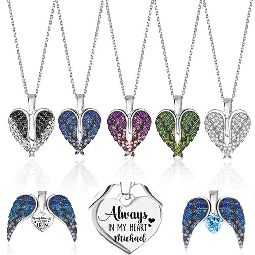 Angel Wings Heart Pendant Necklace