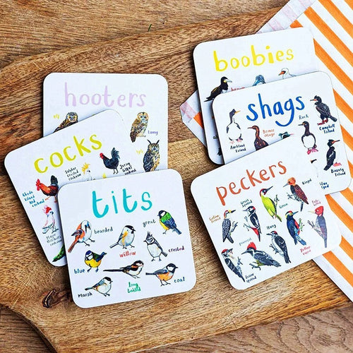 Square bird pun drink coasters – view 2