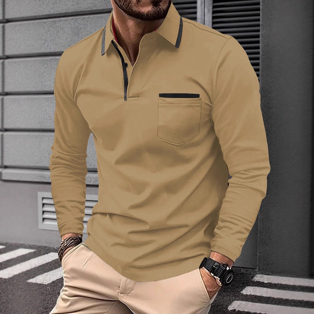 Men's Long Sleeve Polo Shirt with Pocket - view 3