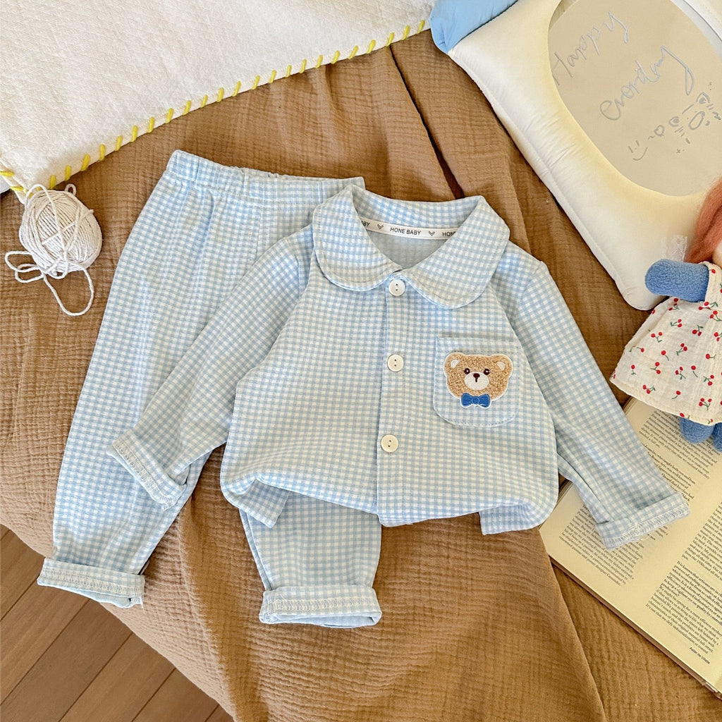 Kids' Brushed Fleece Gingham Pajama Set - view 4