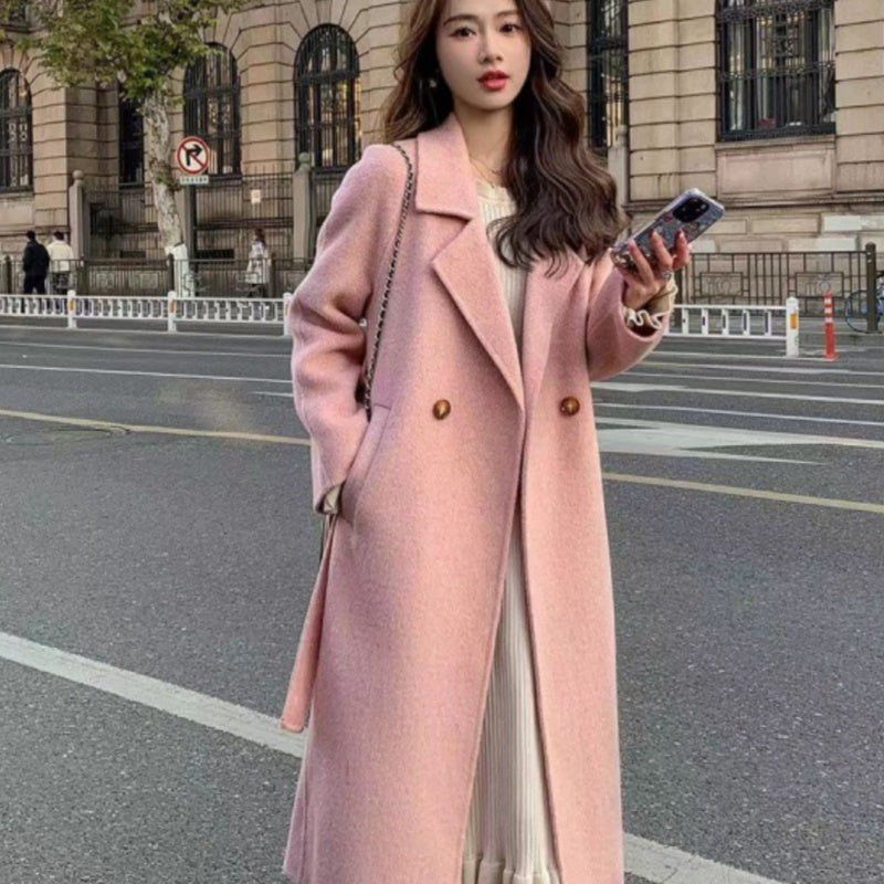 Women's Double-Breasted Long Belted Coat