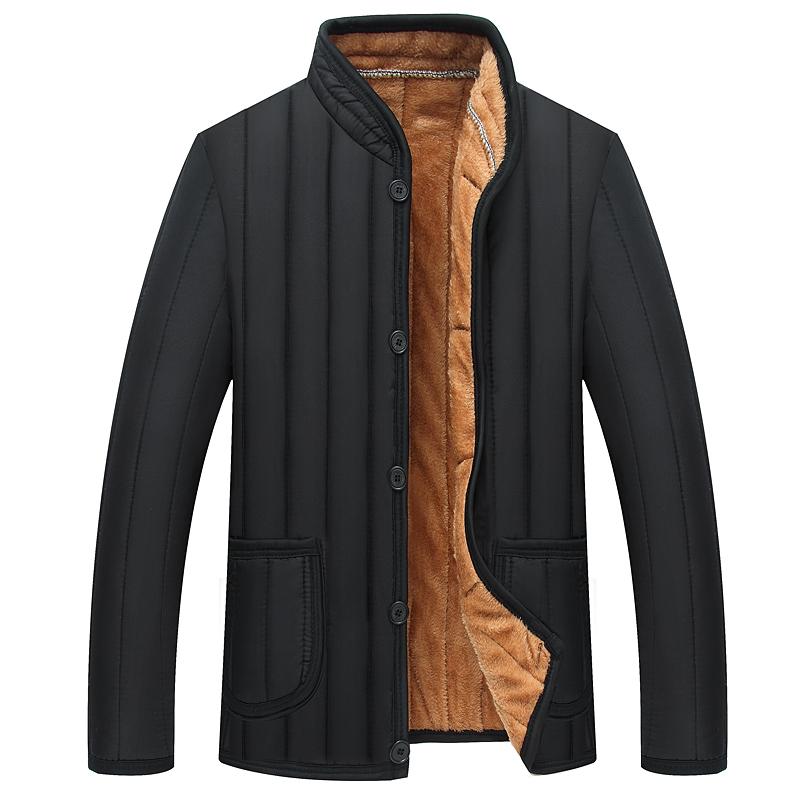 Men's Plush-Lined Stand-Collar Winter Jacket