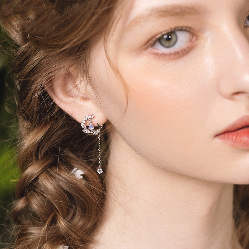 Crystal Flower Drop Earrings - view 3