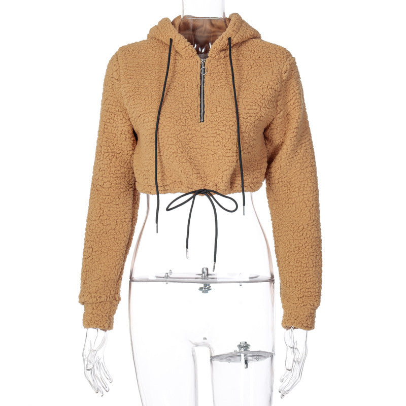 Women's Teddy Fleece Zip Crop Hoodie – view 3