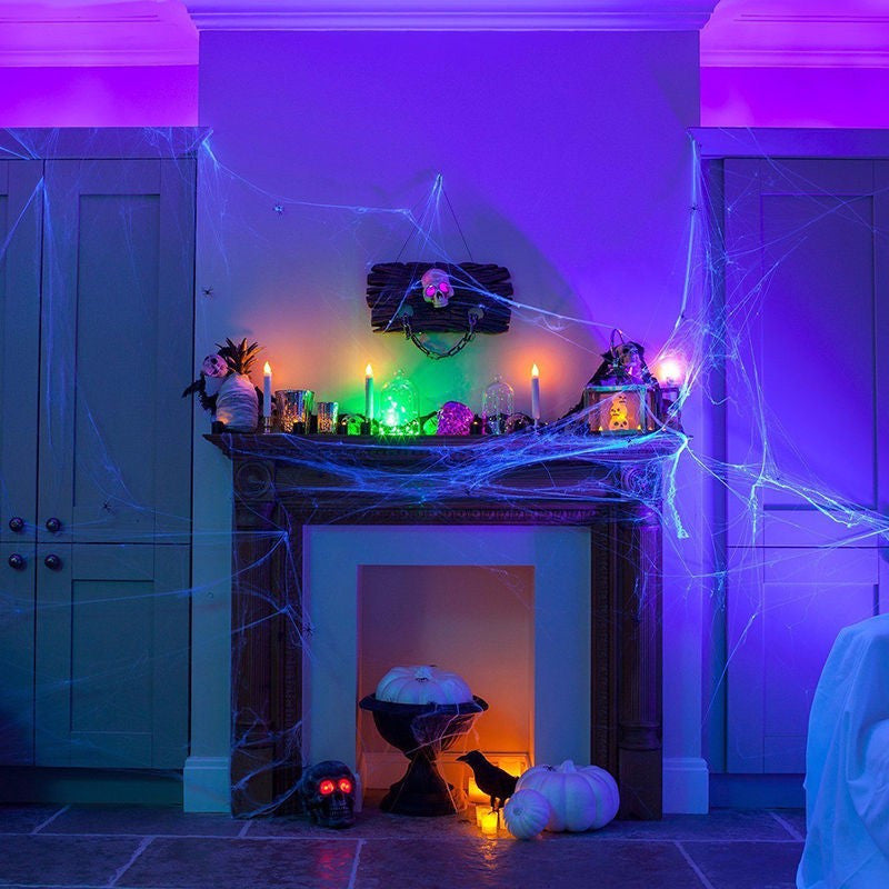 Stretchy white spider web Halloween decoration – view 4