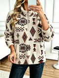 Women's Aztec Print Sherpa Half-Zip Pullover