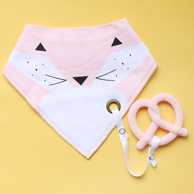 Cotton Bandana Bib with Silicone Teether 4