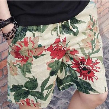 Men's printed linen beach shorts – view 3