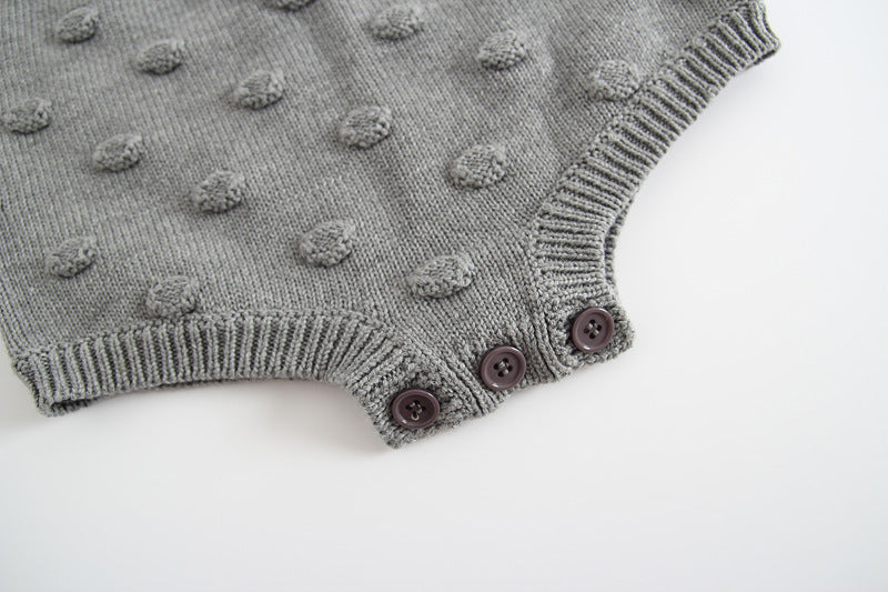 Grey baby knit sweater romper – view 4
