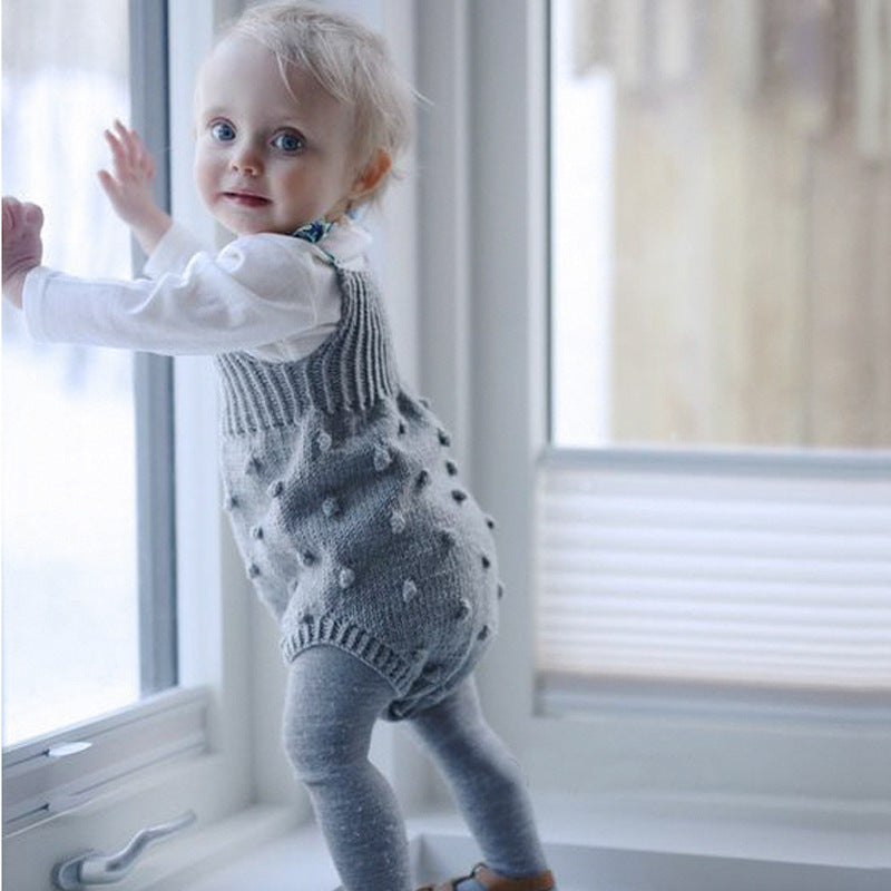 Grey baby knit sweater romper – view 1