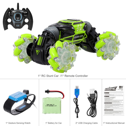Four wheel drive remote control stunt car