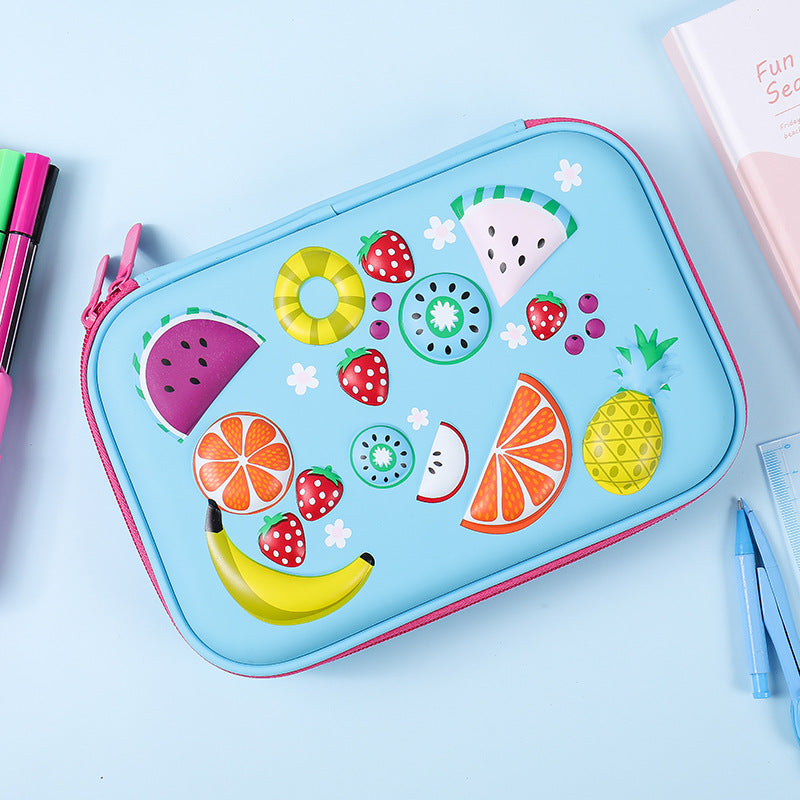 Blue fruit puffy EVA pencil case