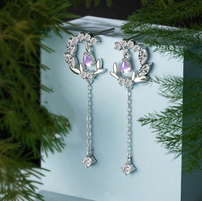 Crystal Flower Drop Earrings - view 4