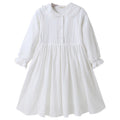Girls' White Cotton Dress with Peter Pan Collar - view 5