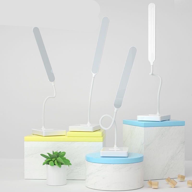 Rechargeable LED desk lamps in several base colours