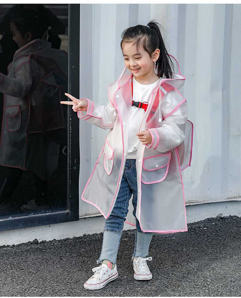 Kids rain poncho packed and open