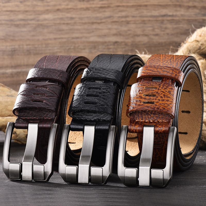 Men's Split Leather Belt with Pin Buckle - view 3