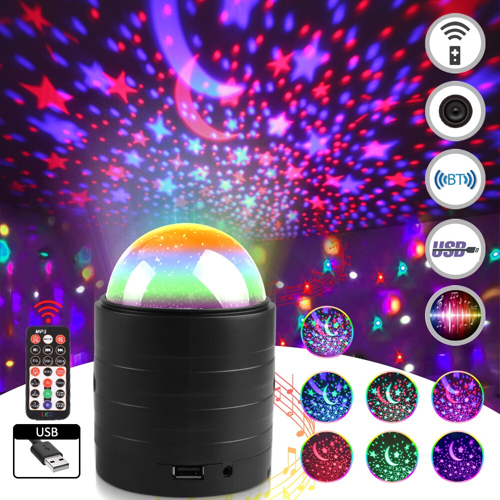 Black mini LED star projector night light – view 4