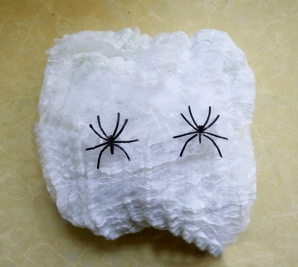 Stretchy white spider web Halloween decoration – view 1
