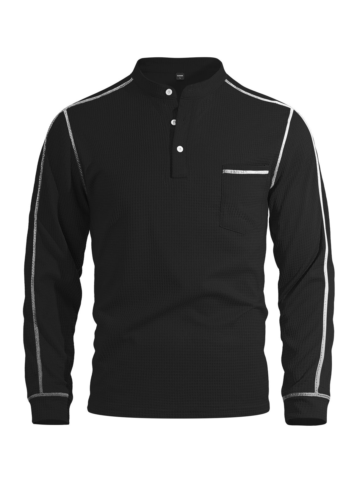 Men's Waffle-Knit Henley Polo Shirt - view 5