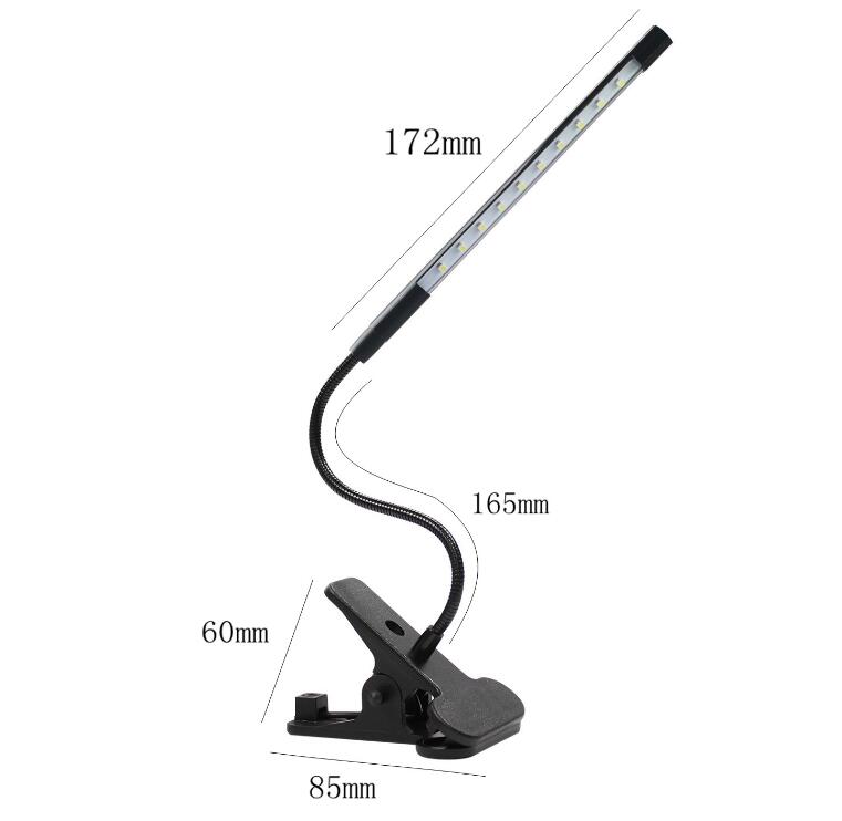Black clip-on flexible USB LED reading lamp – view 4