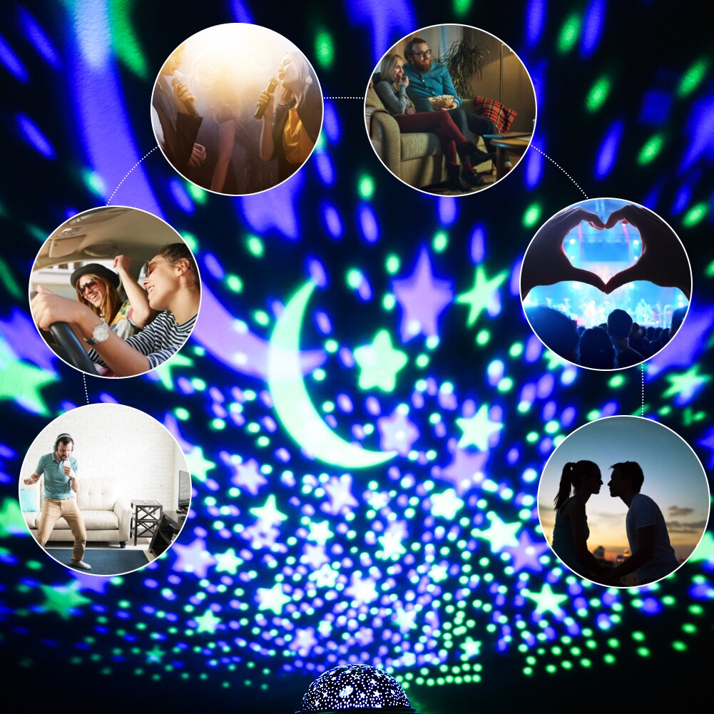 Black mini LED star projector night light – view 5