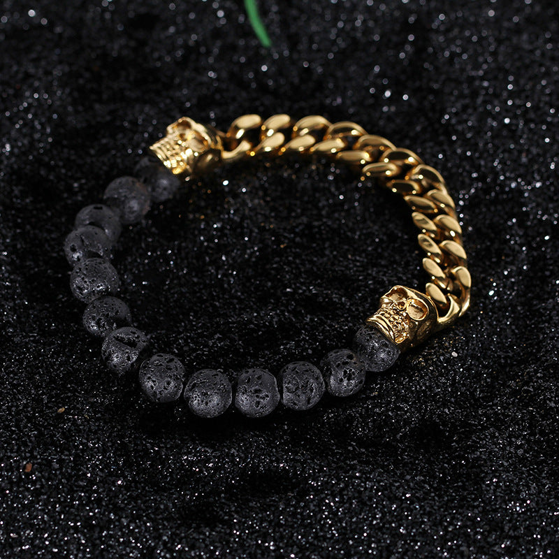 Gold-tone titanium steel chain half of the lava bracelet