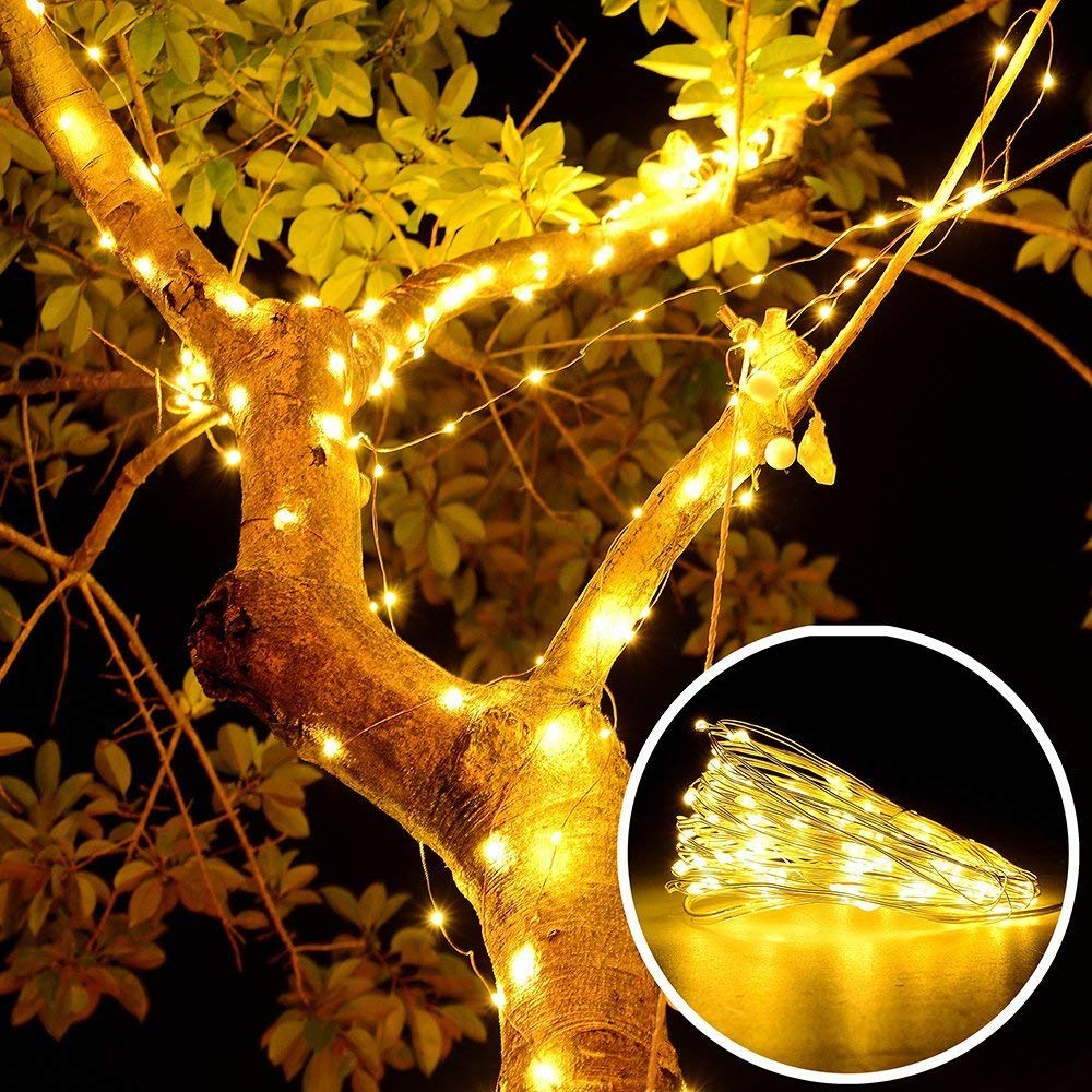 Silver wire LED fairy string lights – view 5