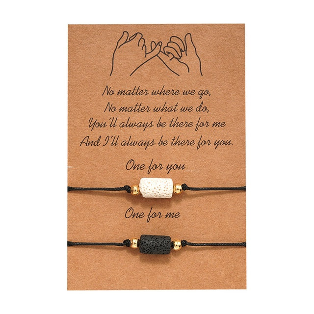Rainbow friendship bracelet set laid flat