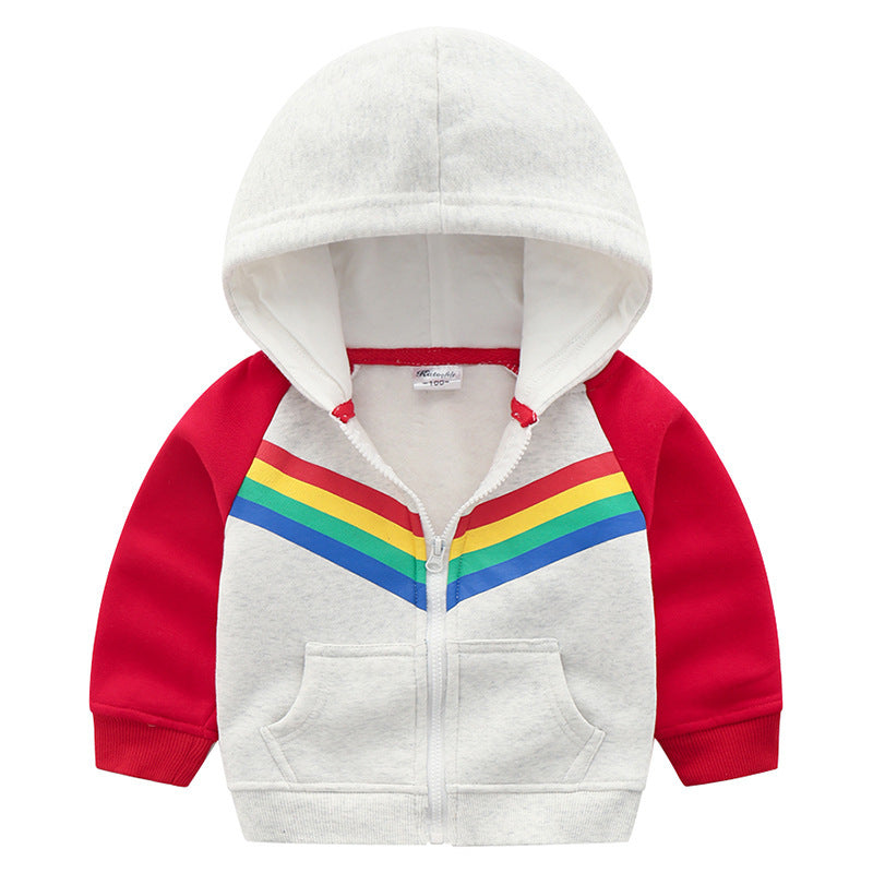 Boys rainbow stripe zip hoodie