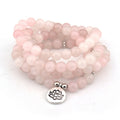 Powder crystal beaded bracelet with silver-tone charm – view 1