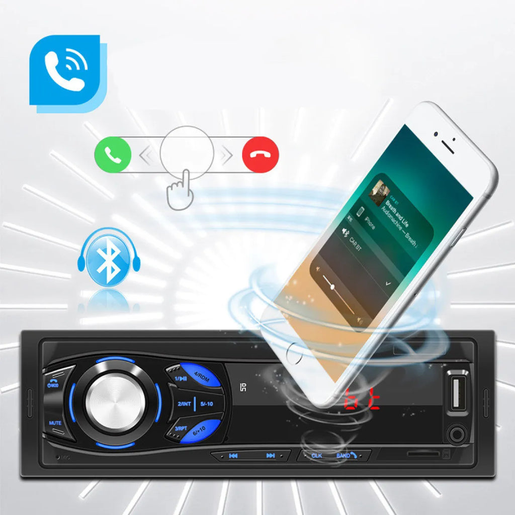 Black Bluetooth car MP3 player with digital tube display and FM transmitter