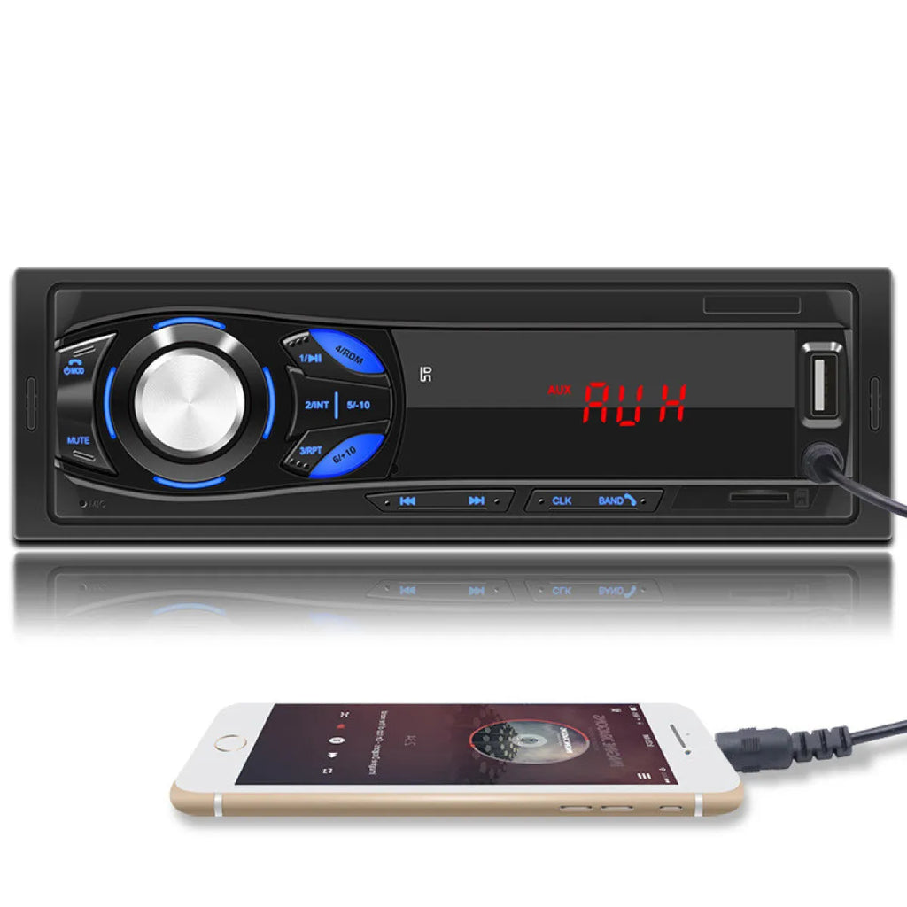 Black Bluetooth car MP3 player with digital tube display and FM transmitter