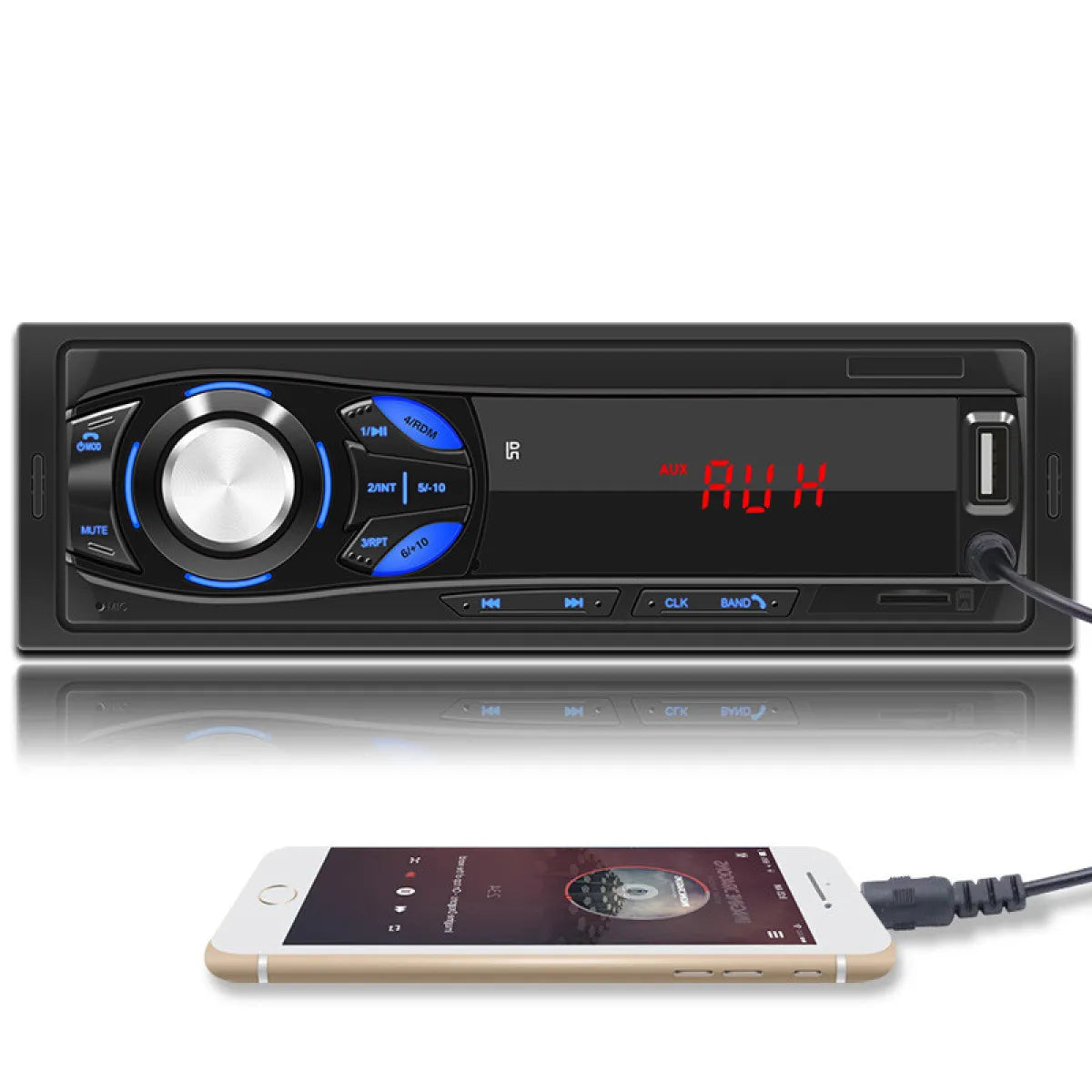 Black Bluetooth car MP3 player with digital tube display and FM transmitter