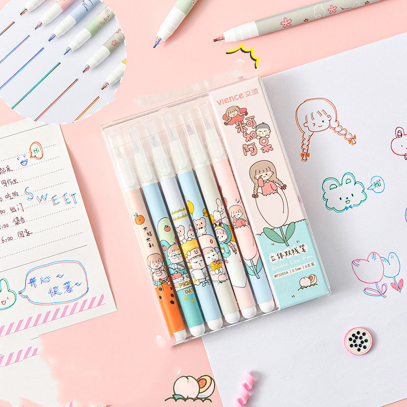 Highlighter strokes in six colours