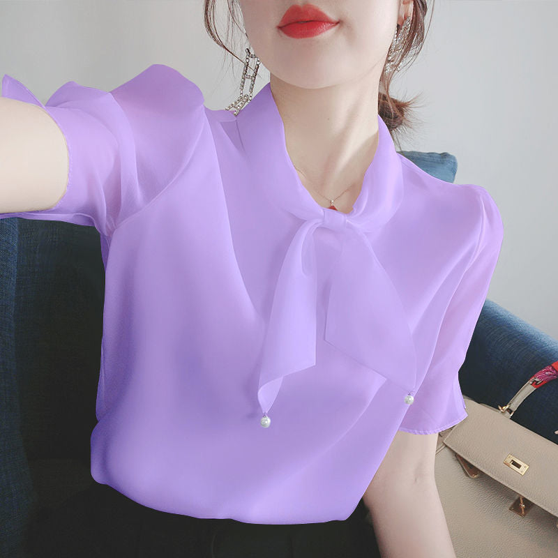 Chiffon Bow Blouse detail