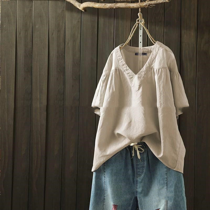 Solid Linen Tee detail