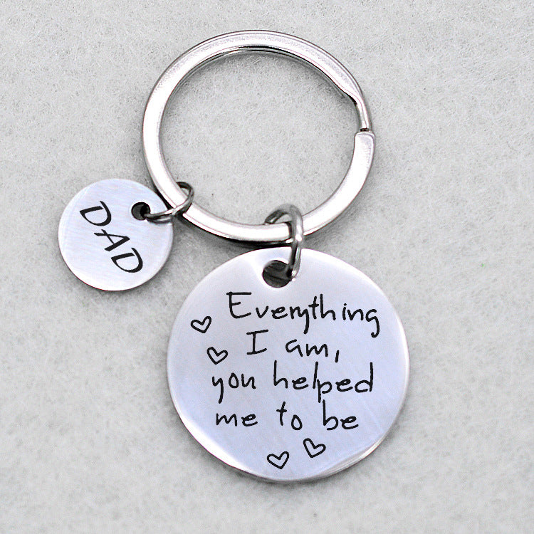Engraved stainless steel DAD or MOM keychain – view 4