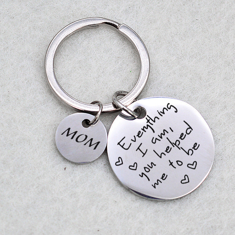 Engraved stainless steel DAD or MOM keychain – view 5
