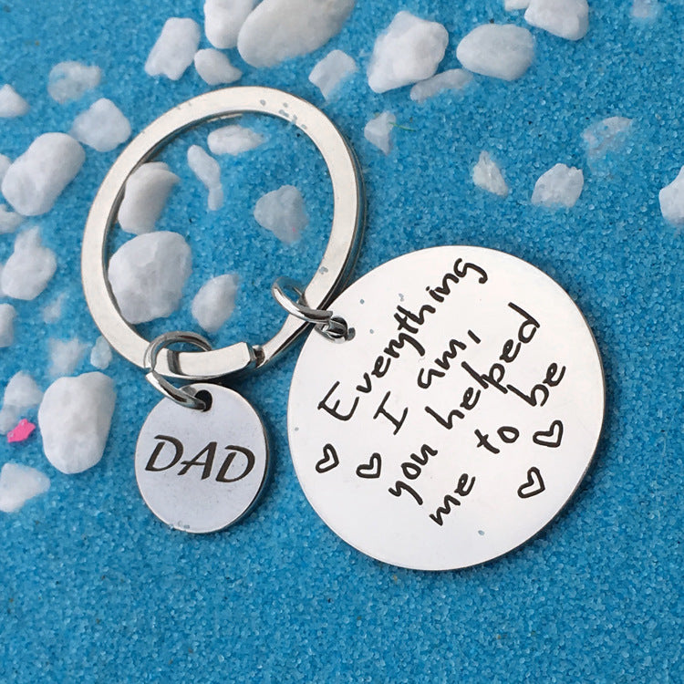 Engraved stainless steel DAD or MOM keychain – view 3