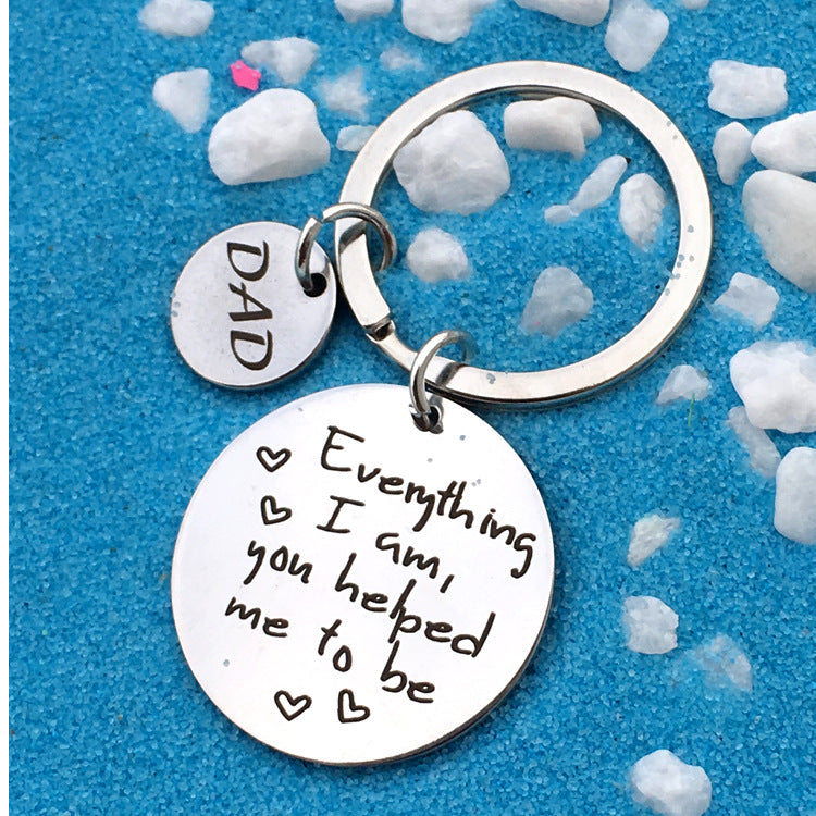 Engraved stainless steel DAD or MOM keychain – view 2
