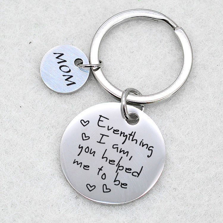 Engraved stainless steel DAD or MOM keychain – view 1